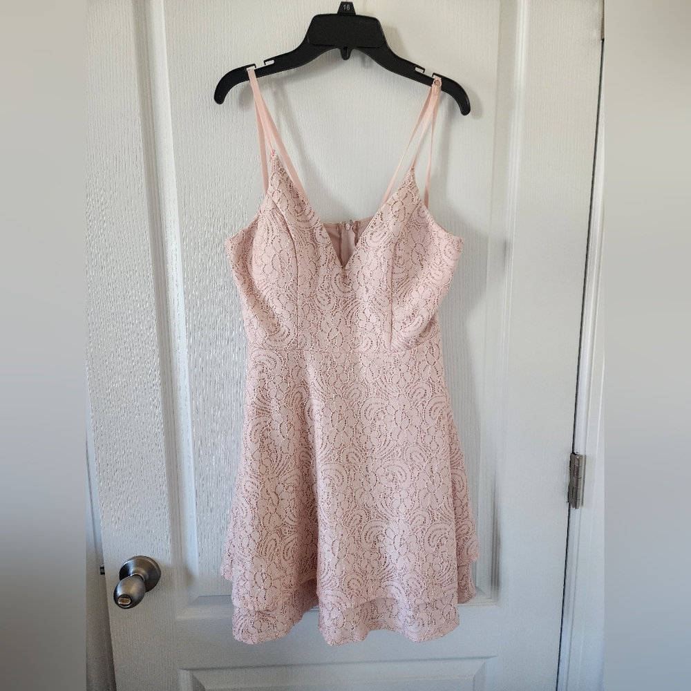 Speechless Pink Lace Fit and Flare Dress